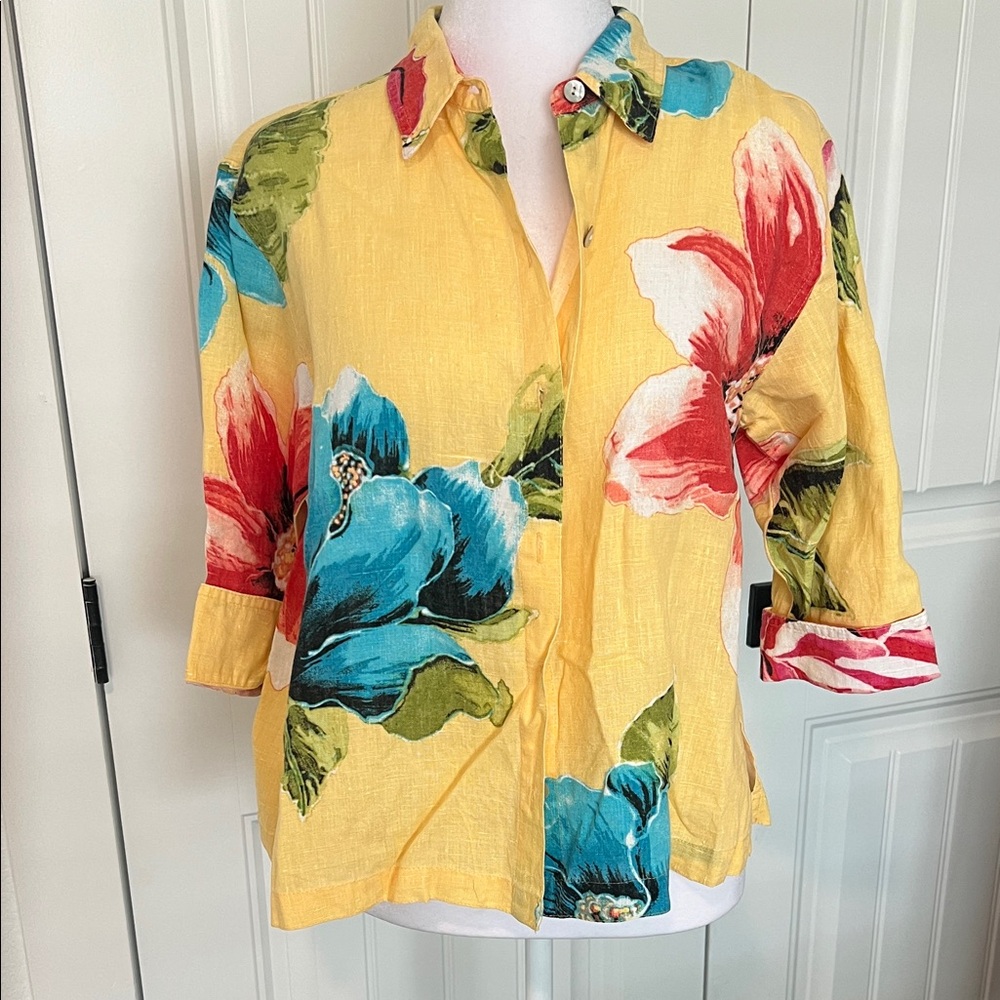 Chico's Vibrant‎ Floral Button-Down Shirt